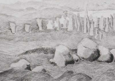 Camille COMBE : The standing Stones of Callanish, Gravure originale signée