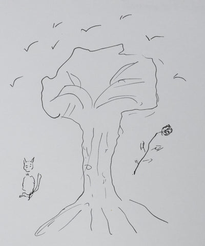 Gabriel PERONNET : Un arbre à chat, Autographe et dessin original signé