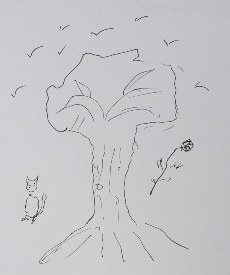 Gabriel PERONNET : Un arbre à chat, Autographe et dessin original signé