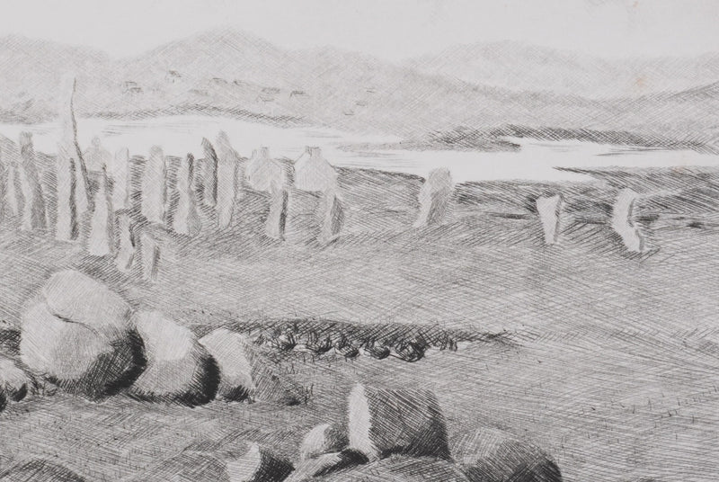 Camille COMBE : The standing Stones of Callanish, Gravure originale signée