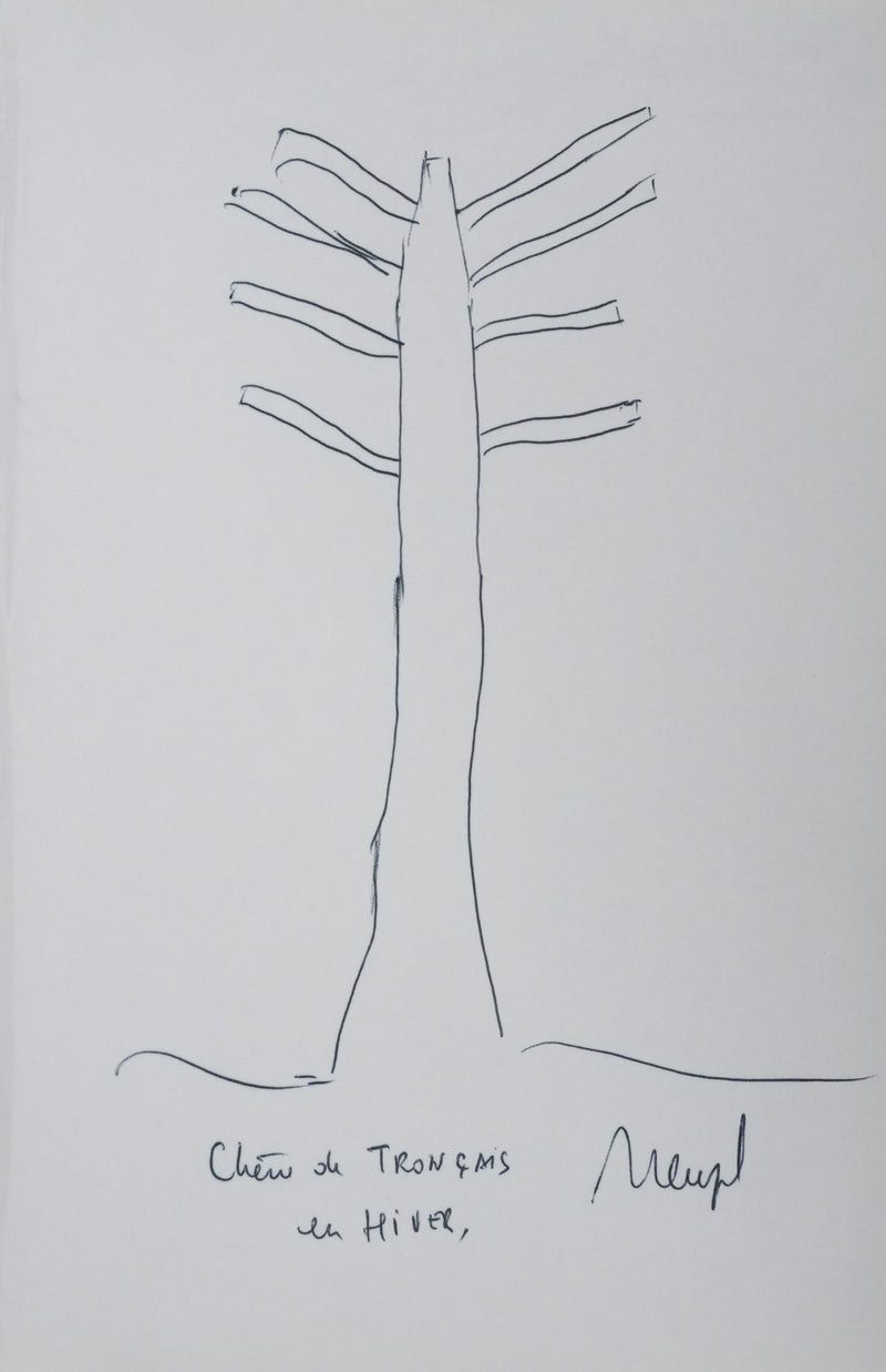 Jean CLUZEL : Chêne Tronçais en hiver, Autographe et dessin original signé