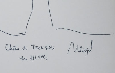 Jean CLUZEL : Chêne Tronçais en hiver, Autographe et dessin original signé