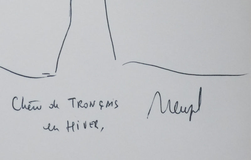Jean CLUZEL : Chêne Tronçais en hiver, Autographe et dessin original signé