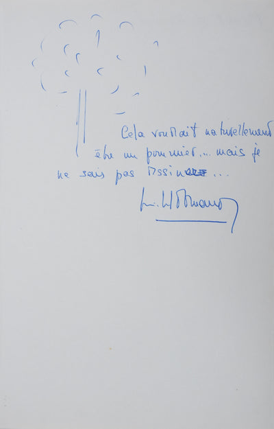 Michel D'ORNANO : Un arbre pommier, Autographe et dessin original signé