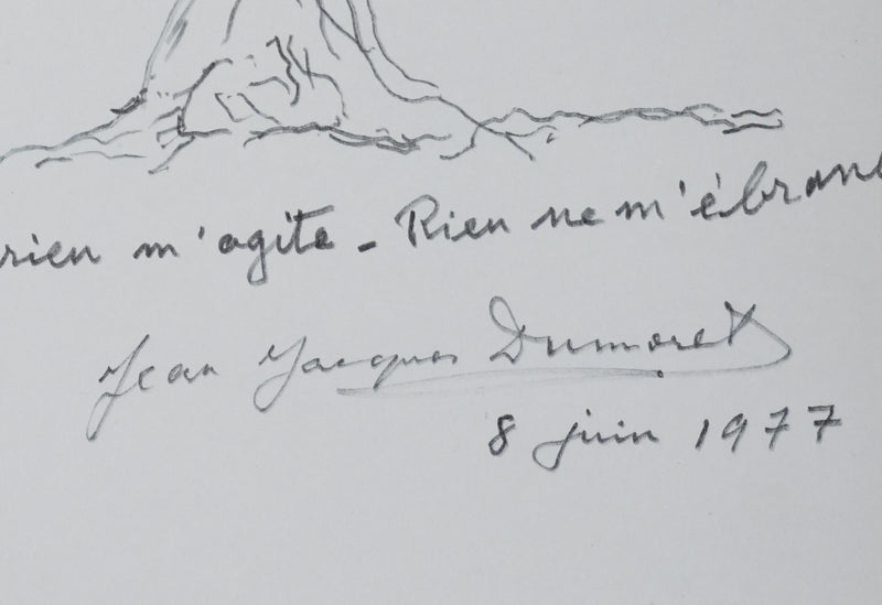 Jean Jacques DUMORET : Arbre en écorces, Autographe et dessin original signé