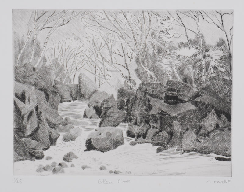 Camille COMBE : Glencoe , Gravure originale signée