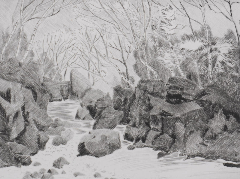 Camille COMBE : Glencoe , Gravure originale signée
