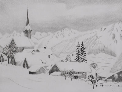Camille COMBE : Sur le chemin d'Innsbruck, Gravure originale signée
