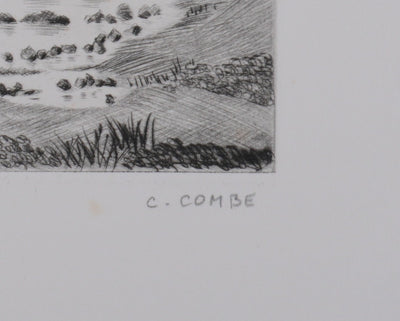 Camille COMBE : Dans la lande écossaise, Gravure originale signée