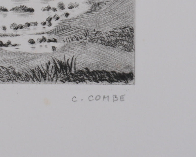 Camille COMBE : Dans la lande écossaise, Gravure originale signée