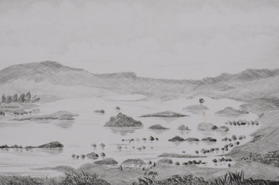 Camille COMBE : Dans la lande écossaise, Gravure originale signée