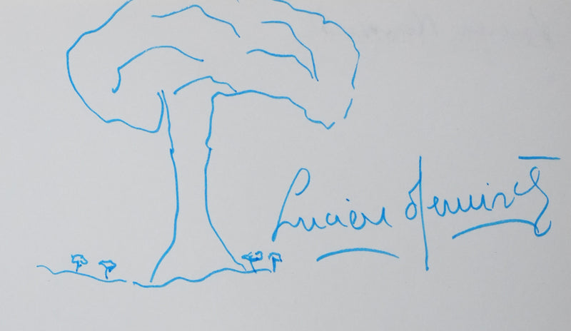 Lucien NEUWIRTH : Arbre et petits arbres, Autographe et dessin original signé