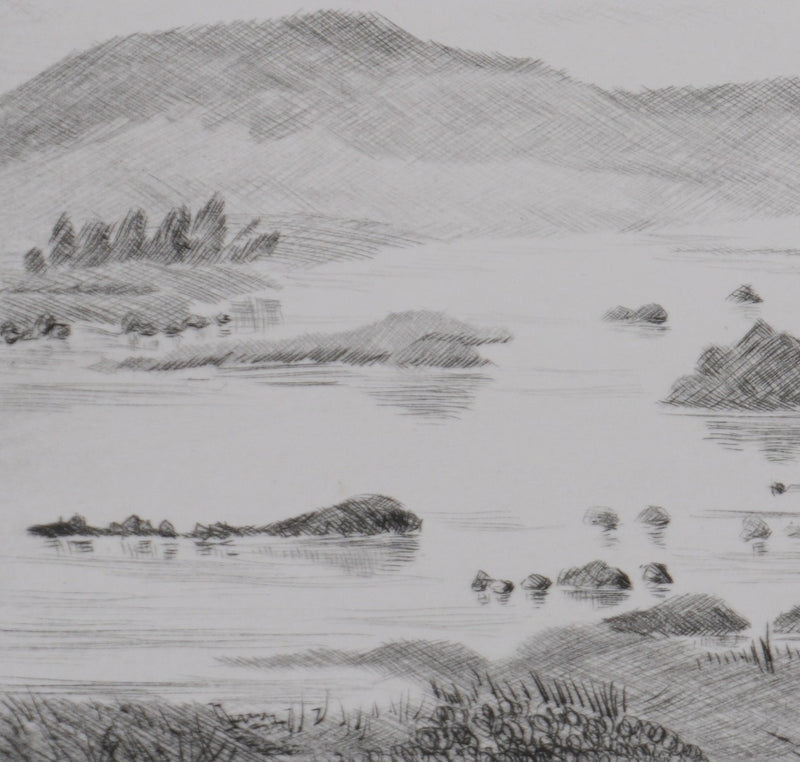 Camille COMBE : Dans la lande écossaise, Gravure originale signée