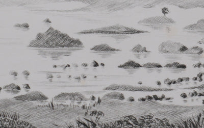 Camille COMBE : Dans la lande écossaise, Gravure originale signée