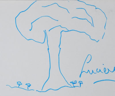 Lucien NEUWIRTH : Arbre et petits arbres, Autographe et dessin original signé