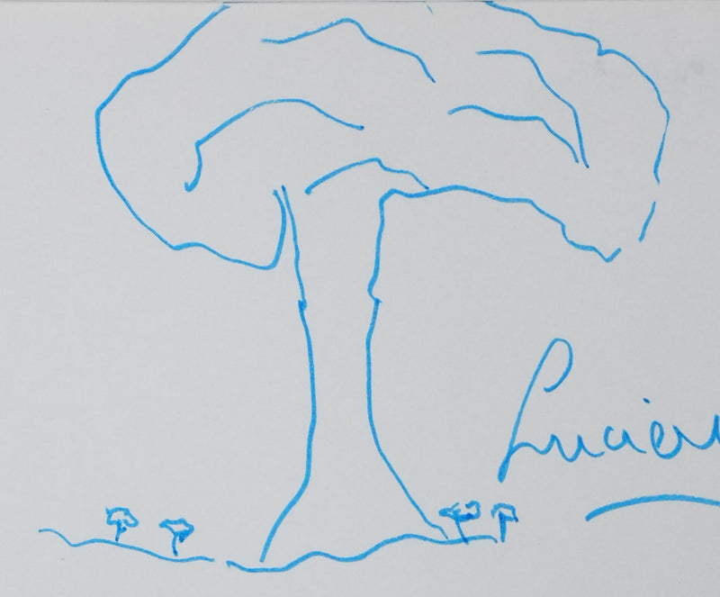 Lucien NEUWIRTH : Arbre et petits arbres, Autographe et dessin original signé