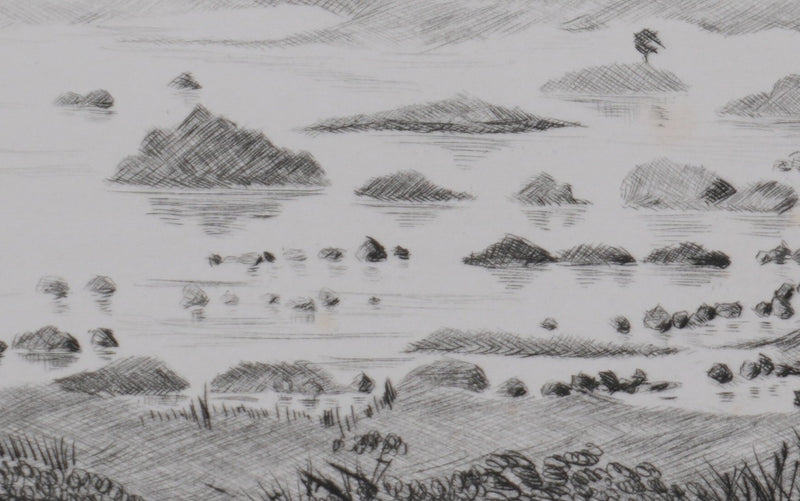 Camille COMBE : Dans la lande écossaise, Gravure originale signée