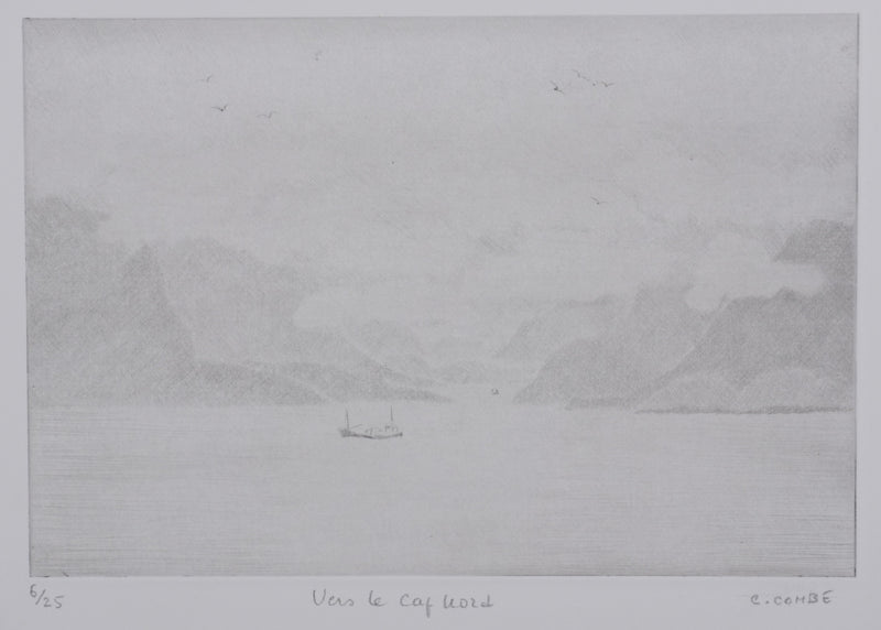 Camille COMBE : Vers le Cap Nord, Gravure originale signée