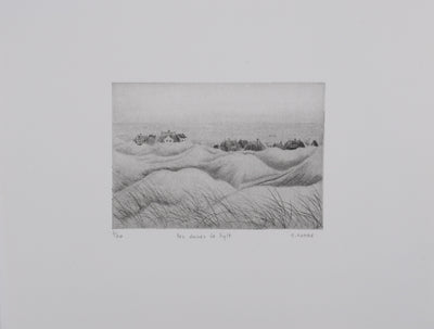 Camille COMBE : Les dunes de Sylt, Gravure originale signée