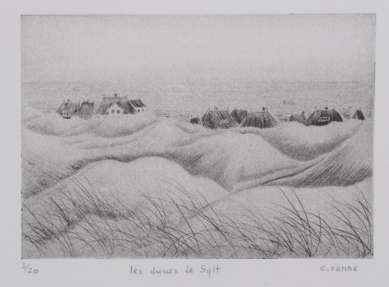 Camille COMBE : Les dunes de Sylt, Gravure originale signée