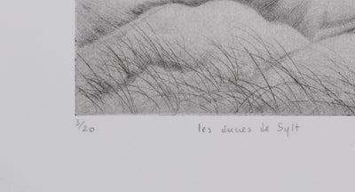 Camille COMBE : Les dunes de Sylt, Gravure originale signée