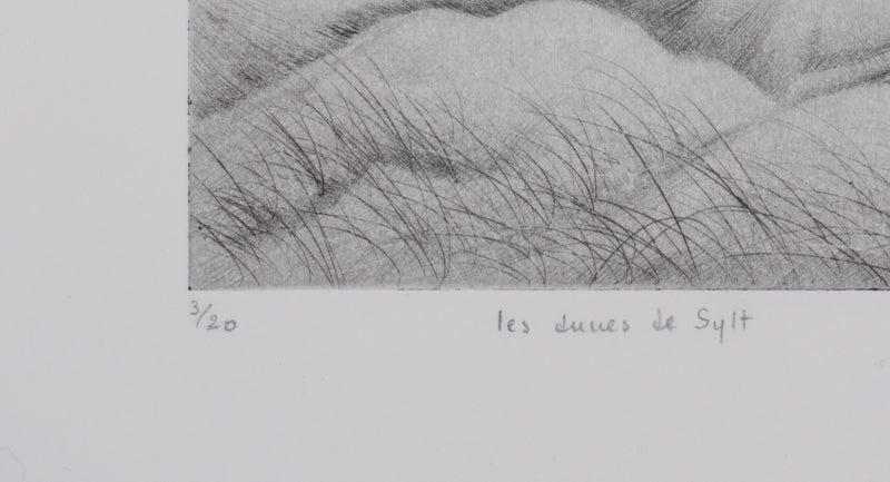 Camille COMBE : Les dunes de Sylt, Gravure originale signée