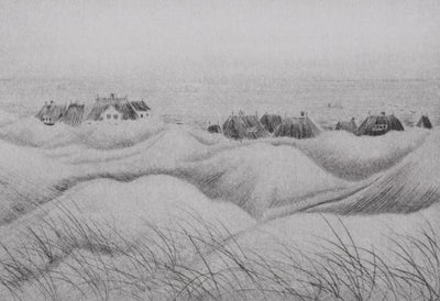Camille COMBE : Les dunes de Sylt, Gravure originale signée