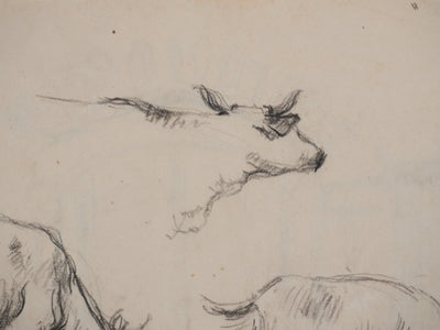 Georges MANZANA-PISSARRO : Le linge, Dessin original