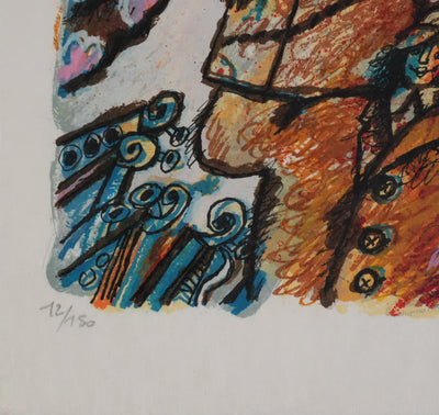 Theo TOBIASSE : L'ange protecteur et le marchand, Lithographie originale signée