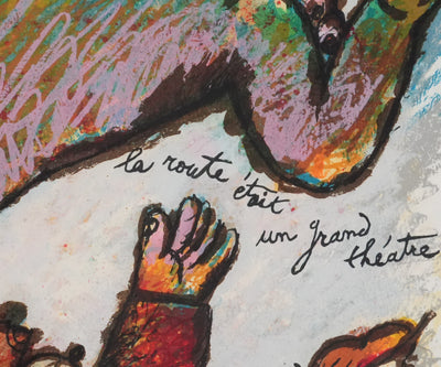 Theo TOBIASSE : L'ange protecteur et le marchand, Lithographie originale signée