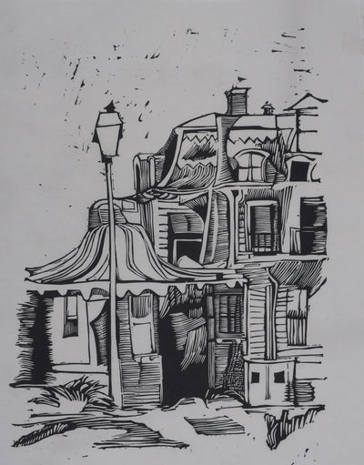 Michel LASSERRE : La vieille maison, Gravure originale signée