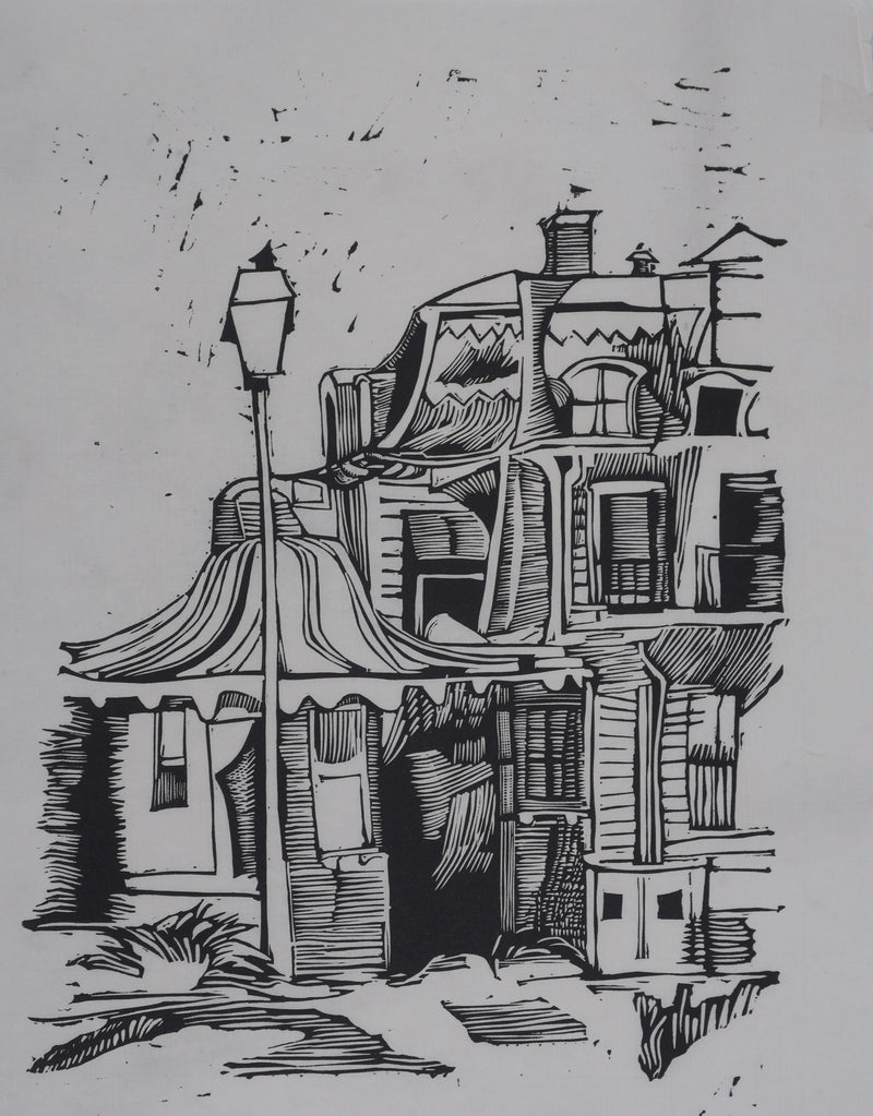 Michel LASSERRE : La vieille maison, Gravure originale signée