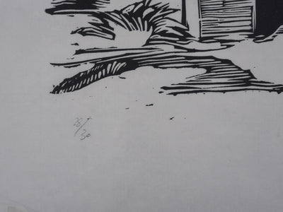 Michel LASSERRE : La vieille maison, Gravure originale signée