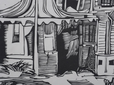 Michel LASSERRE : La vieille maison, Gravure originale signée