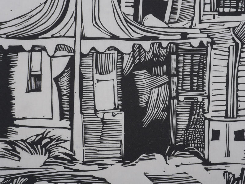 Michel LASSERRE : La vieille maison, Gravure originale signée
