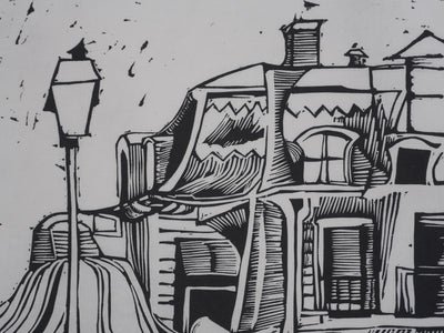 Michel LASSERRE : La vieille maison, Gravure originale signée