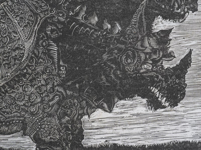 Ecole XXème : Rhinoceros à l'armure, Gravure originale signée