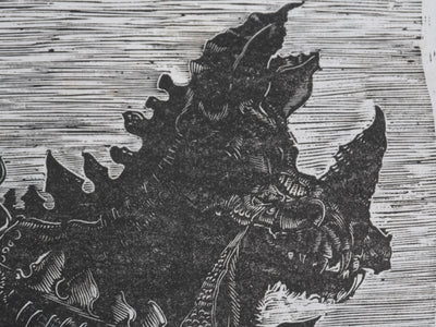 Ecole XXème : Rhinoceros à l'armure, Gravure originale signée
