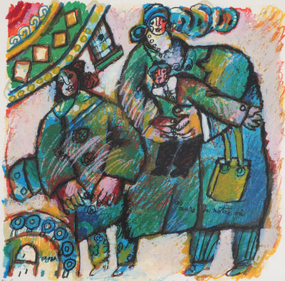 Theo TOBIASSE : Les murs de notre vie, La jeune famille, Lithographie originale signée