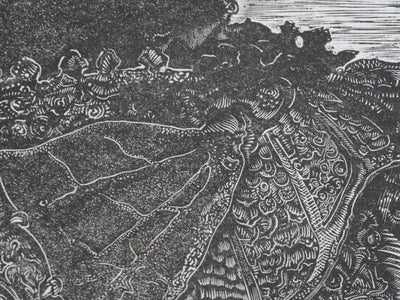 Ecole XXème : Rhinoceros à l'armure, Gravure originale signée