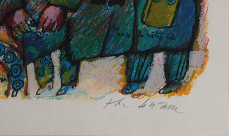 Theo TOBIASSE : Les murs de notre vie, La jeune famille, Lithographie originale signée