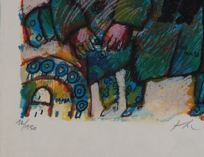 Theo TOBIASSE : Les murs de notre vie, La jeune famille, Lithographie originale signée