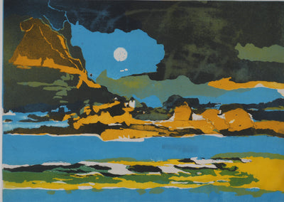 Jeannine HERVE : Paysage maritime, Gravure originale signée