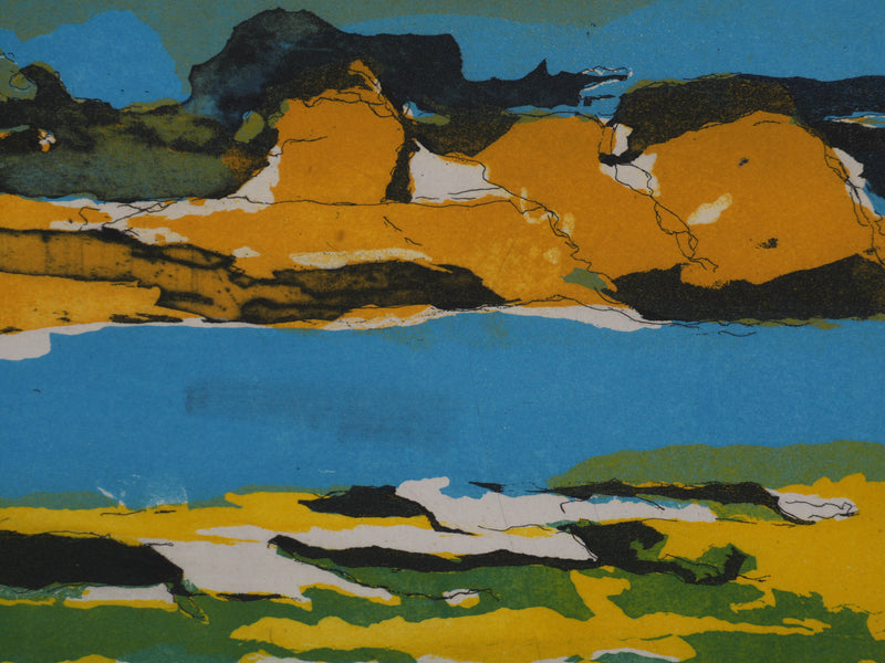 Jeannine HERVE : Paysage maritime, Gravure originale signée