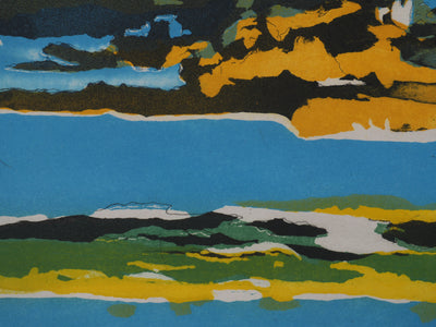 Jeannine HERVE : Paysage maritime, Gravure originale signée