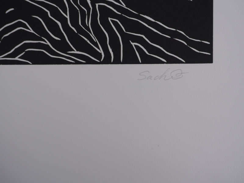 Ecole XXème : A la plage, Gravure originale signée
