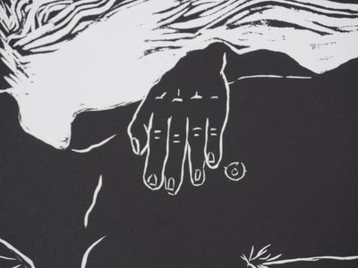 Ecole XXème : A la plage, Gravure originale signée