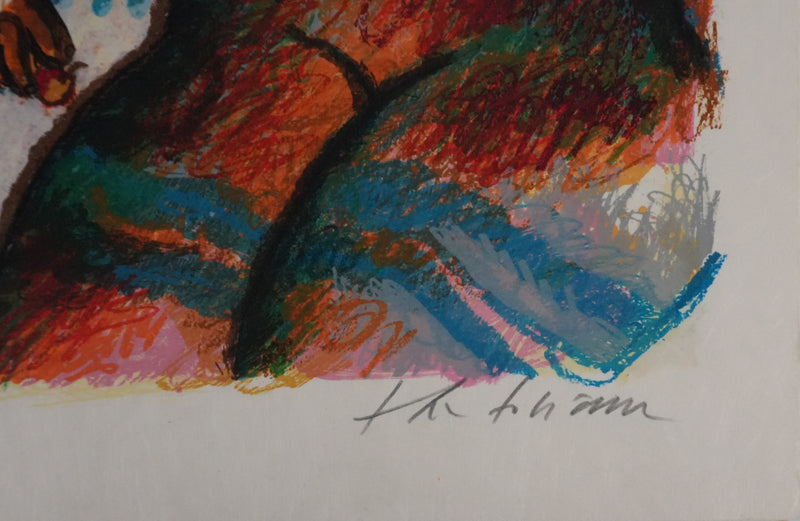 Theo TOBIASSE : Portrait de Rachel à la mandragore, Lithographie originale signée