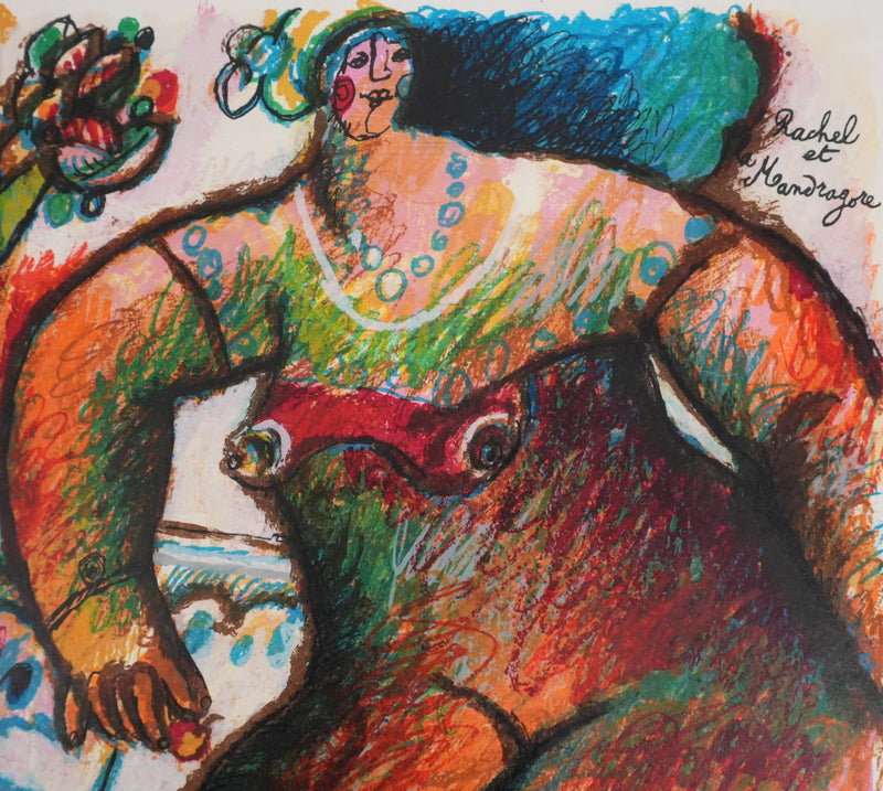 Theo TOBIASSE : Portrait de Rachel à la mandragore, Lithographie originale signée