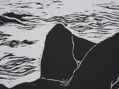 Ecole XXème : A la plage, Gravure originale signée